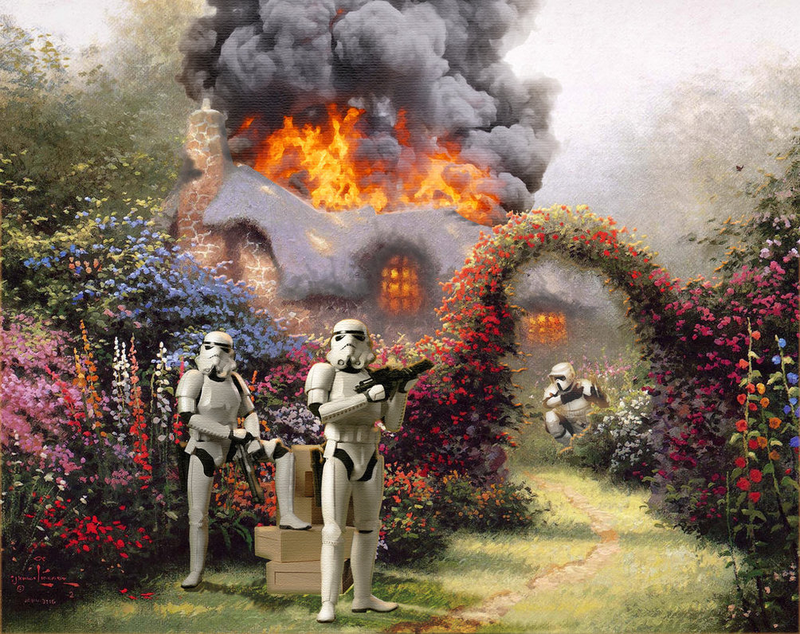 Illustration for article titled Thomas Kinkade's cottage paintings upgraded with Star Wars
